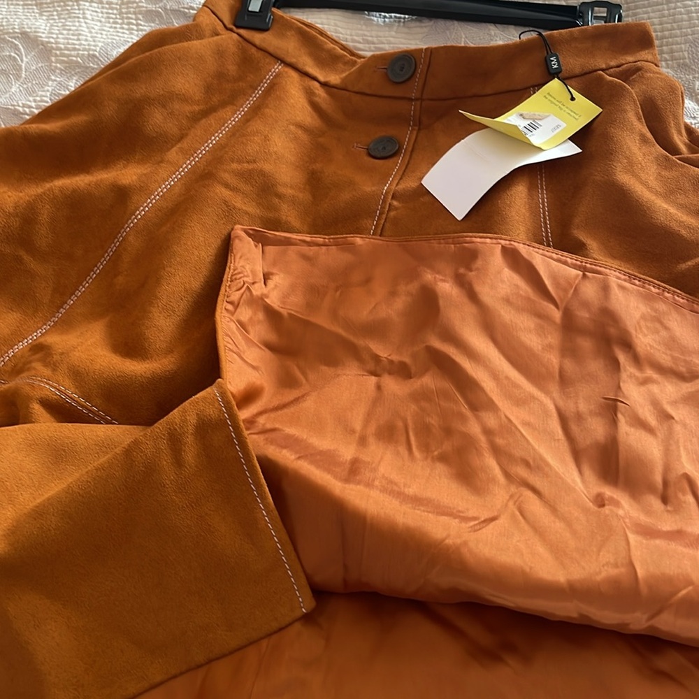 NWT Karen Millen skirt suede polyester size 8 back closure midi pockets - Picture 8 of 14